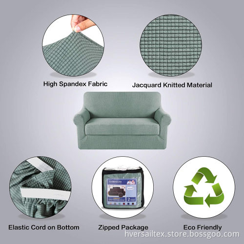 2 Piece Upgraded Thicker Jacquard Fabric Loveseat Cover